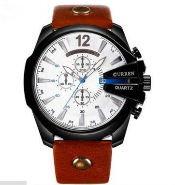 Fashionable Large Dial Decorated Three-Eye Men's Watch