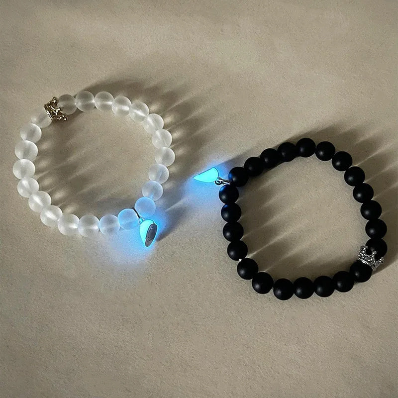 Luminescent Crown Charm Couple Bracelet Set