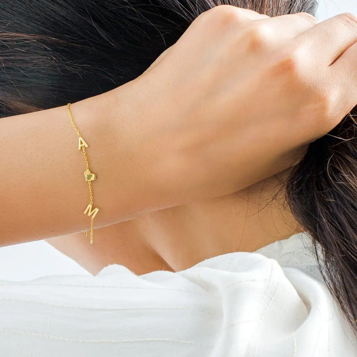 Custom Initial Heart Bracelet