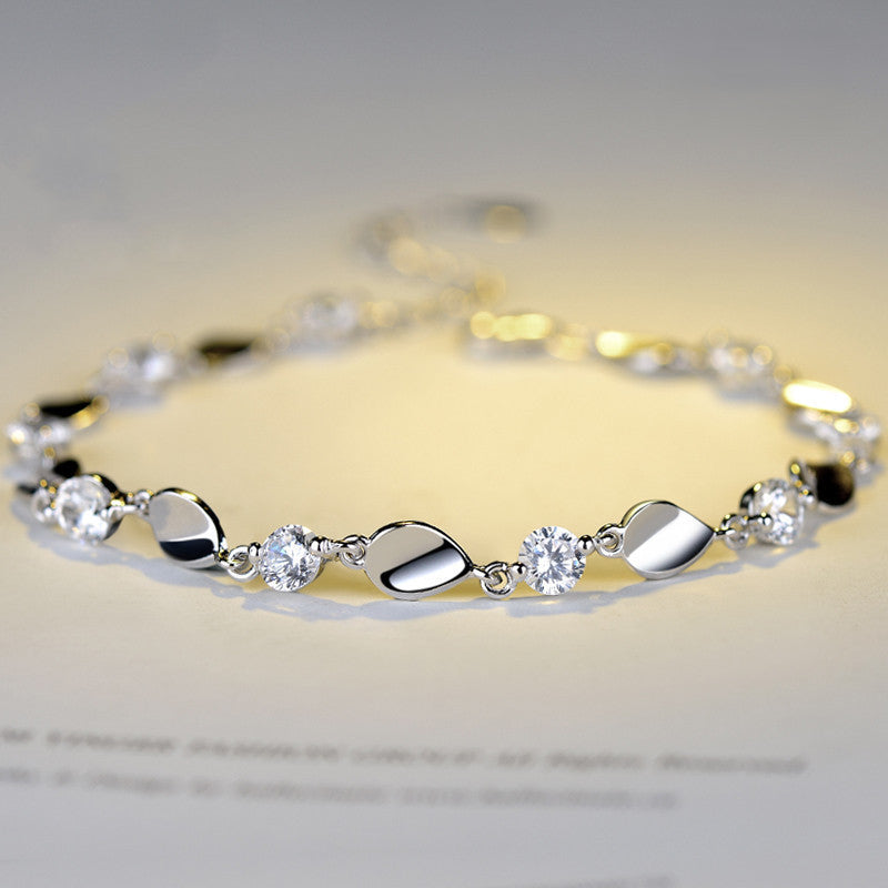 Cubic Zirconia Diamond-Encrusted 925 Sterling Silver Bracelet