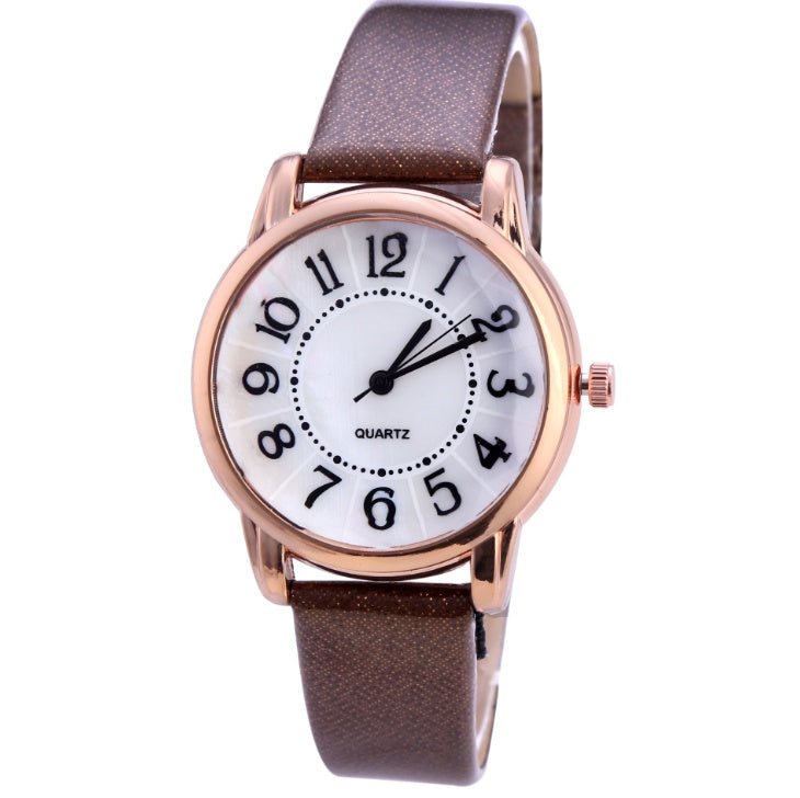 Elegant Casual Leather Strap Quartz Watch