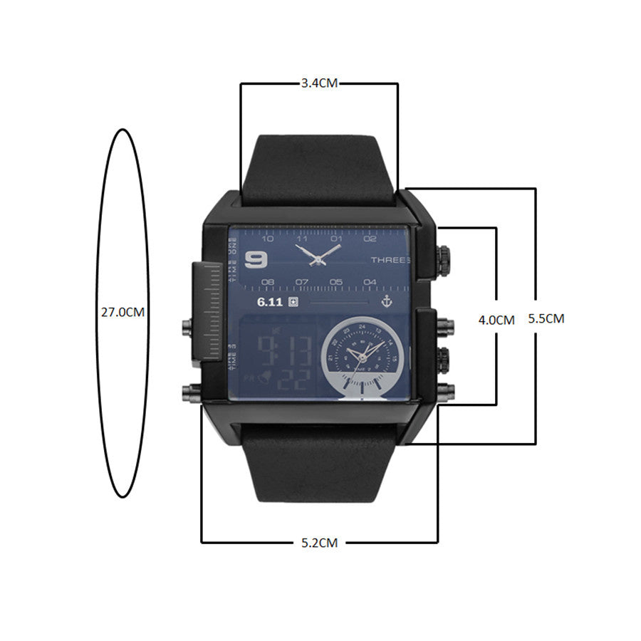 Waterproof Luminous Double Display Electronic Watch