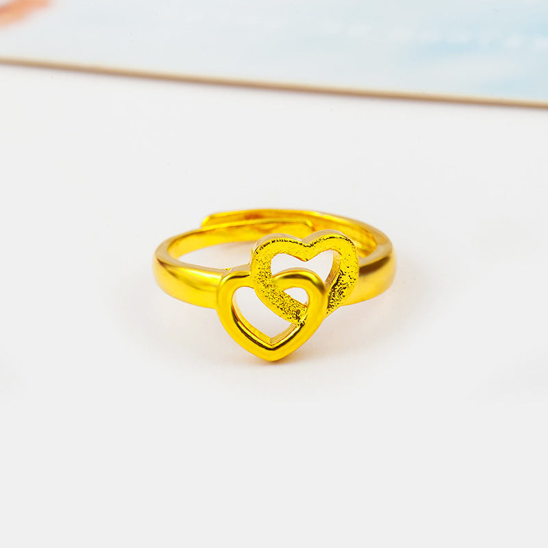 Retro Gold Plated Brass Heart Rings