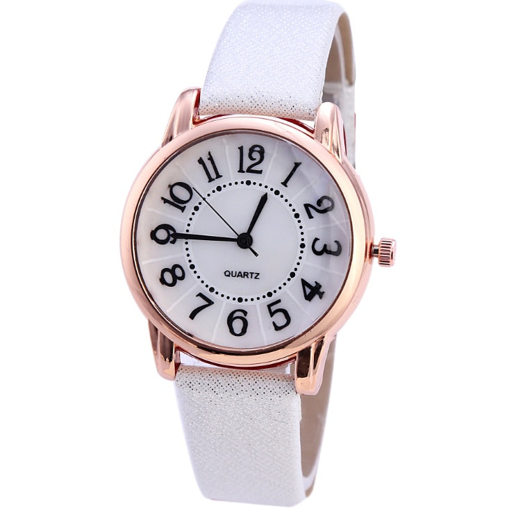 Elegant Casual Leather Strap Quartz Watch