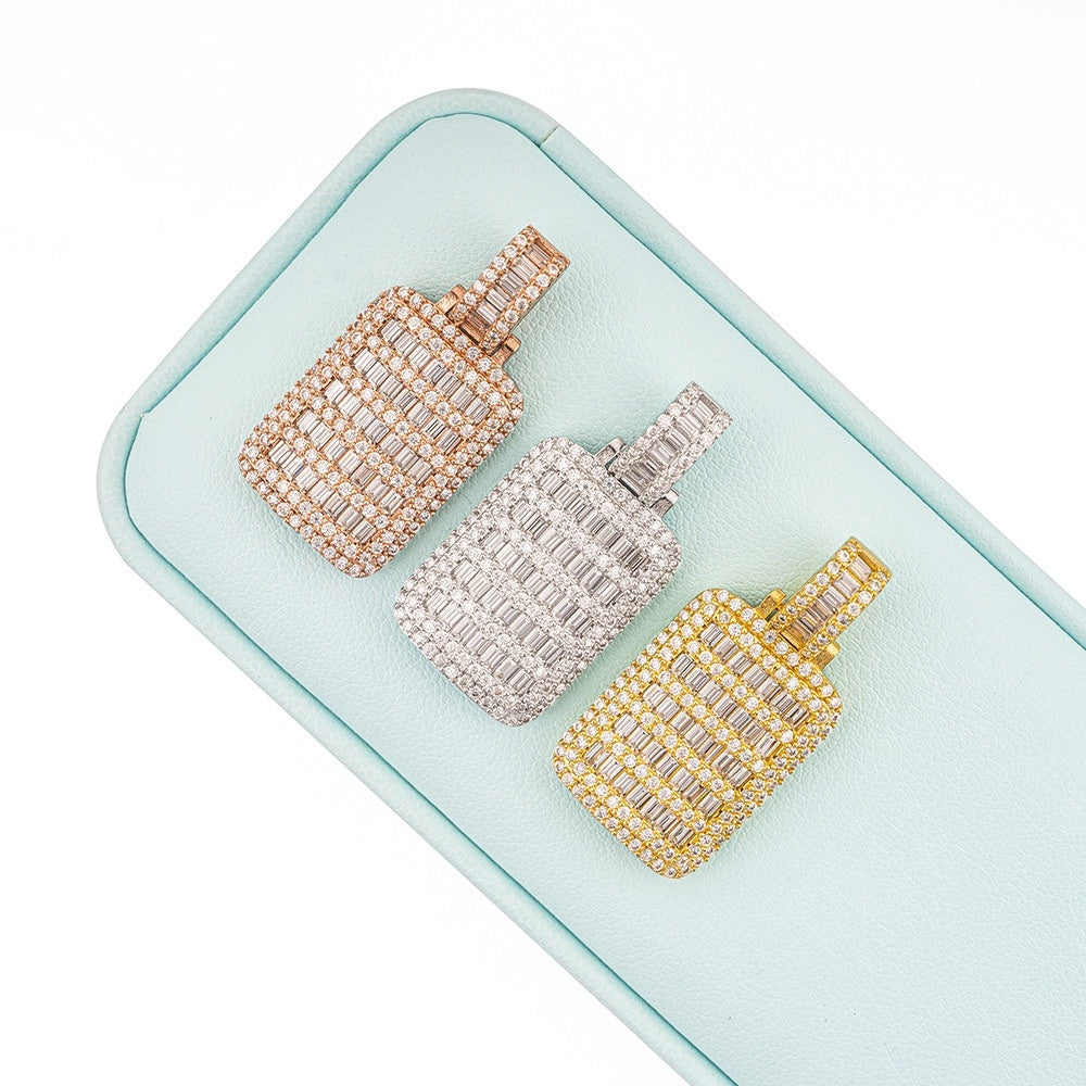 Hip Hop Iced Out Moissanite Rectangle Pendant
