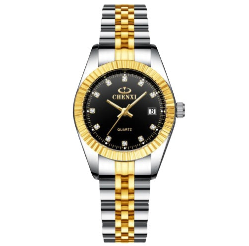 Elegant Golden Stainless Steel Couple Watch