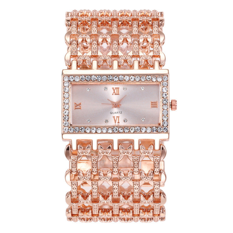 Dazzling Square Rhinestone Steel Watch