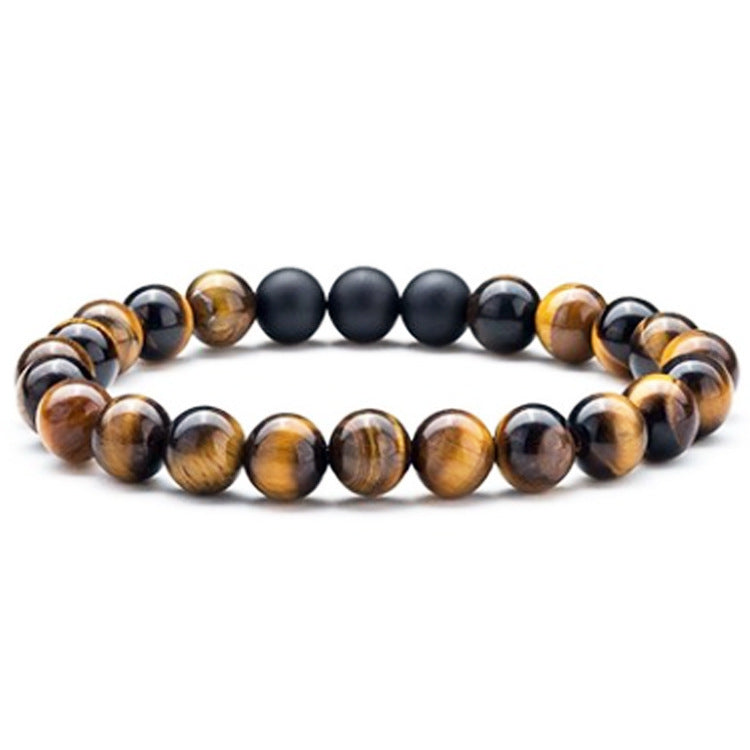 Striking Tiger Eye & Matte Black Agate Couple Bracelets