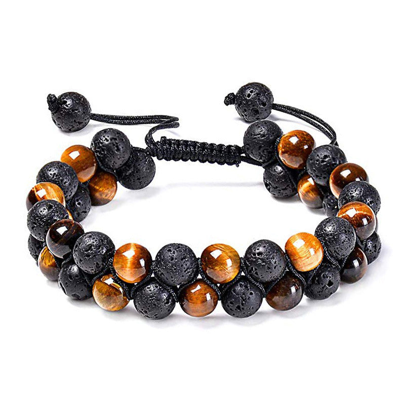 Striking Tiger Eye & Matte Black Agate Couple Bracelets