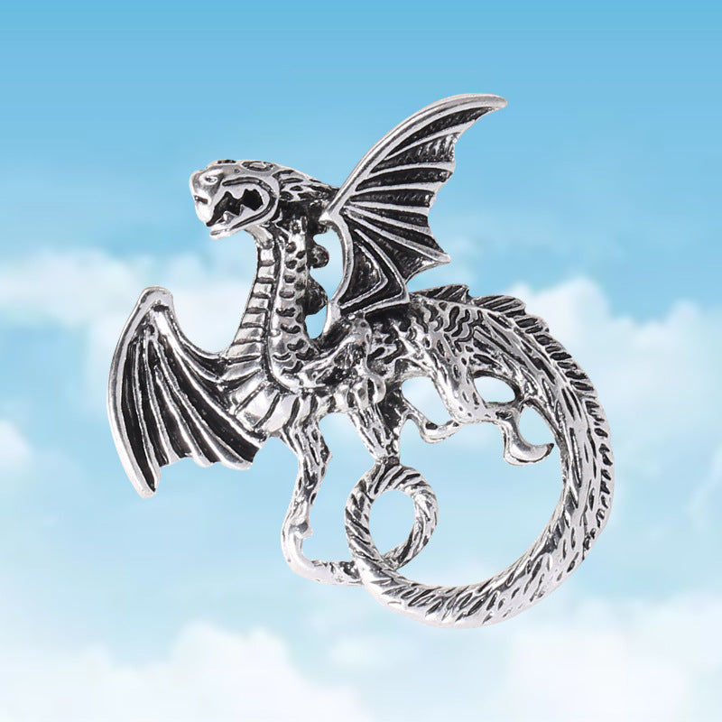 Vintage Demon Flying Dragon Brooch Pin