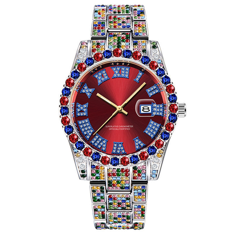 Vibrant Diamond Accent Hip Hop Watch