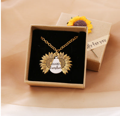 "You Are My Sunshine" Sunflower Necklace