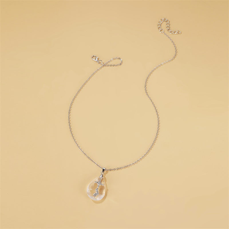 Simple Wild Cross Drop Pendant Necklace