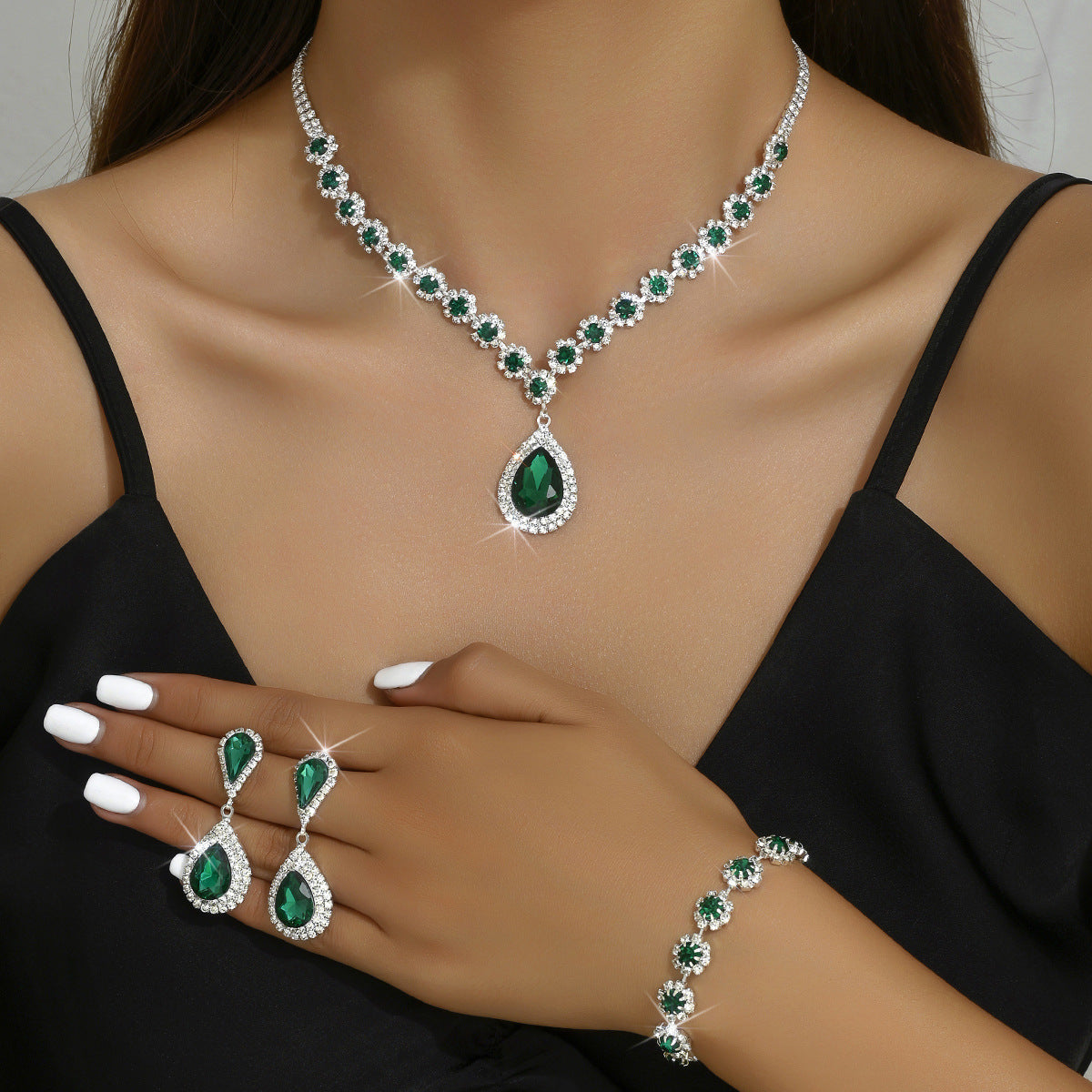 Elegant Crystal Rhinestone Bridal Jewelry Set