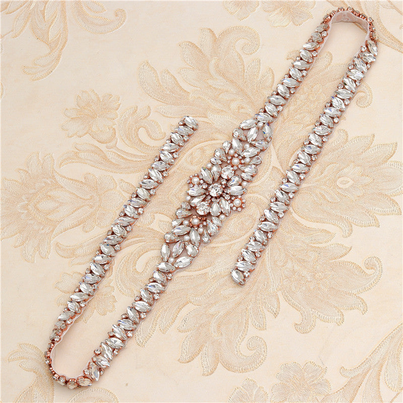 Rhinestone Applique Wedding Dress Waist Belt