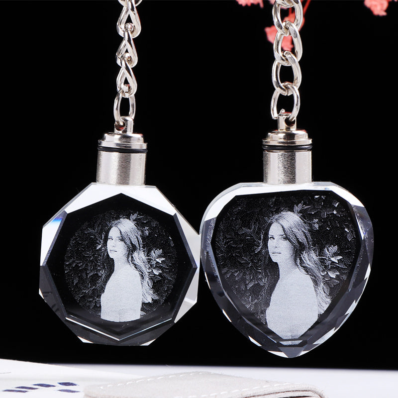 Custom K9 Crystal LED Keychain - Personalized Photo Frame Key Ring