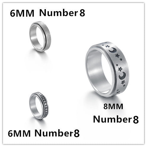 Rotatable Titanium Steel Star and Moon Ring