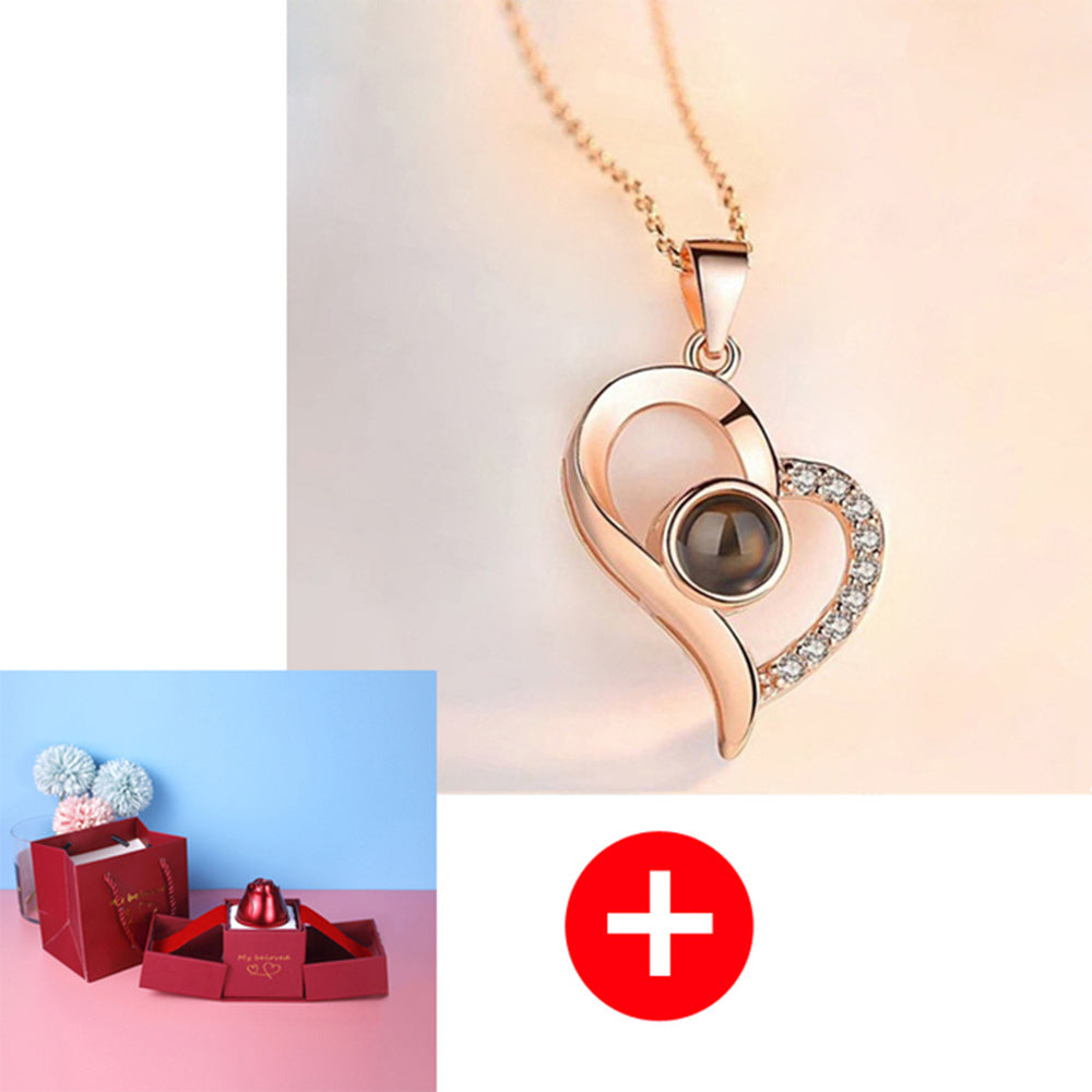 Romantic Rose & Crystal Necklace Gift Set