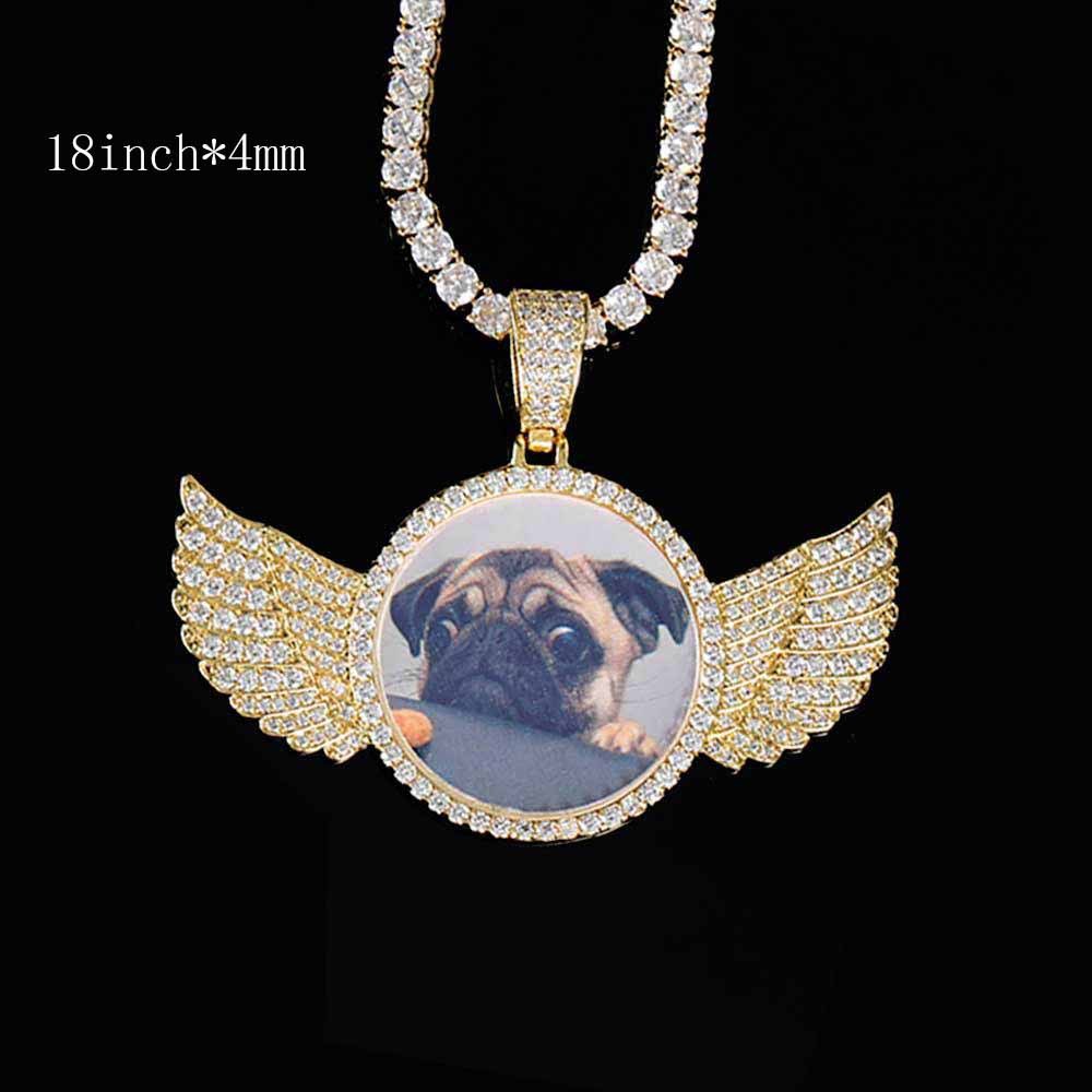 Custom Angel Wings Photo Medallion Necklace