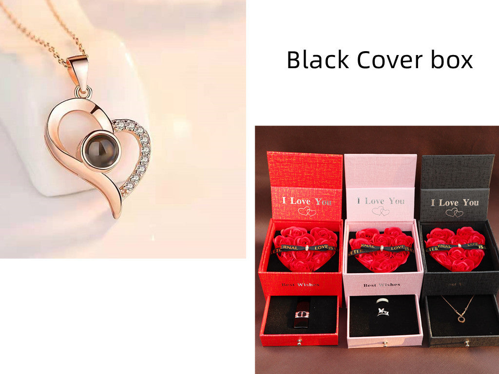 Romantic Rose & Crystal Necklace Gift Set