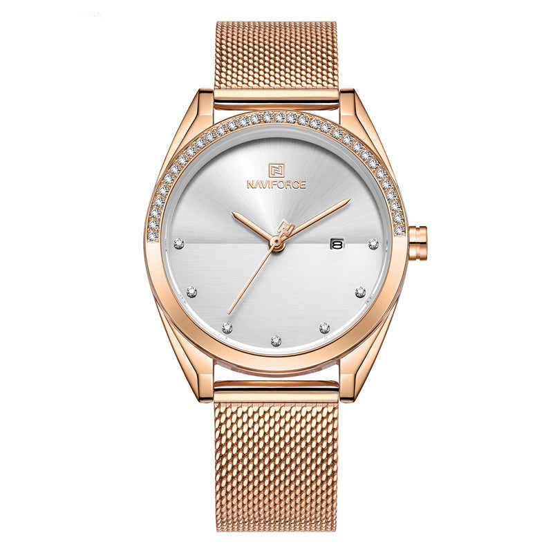 Elegant Waterproof Quartz Watch for Women with Calendar