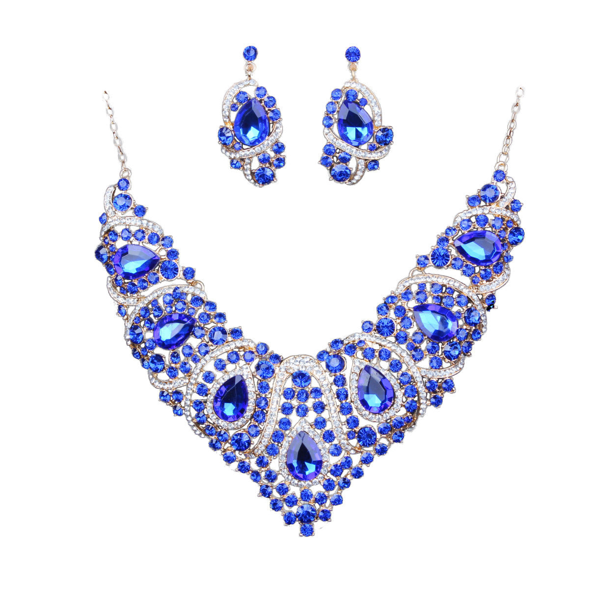 Vibrant Geometric Bridal Necklace and Earrings Set