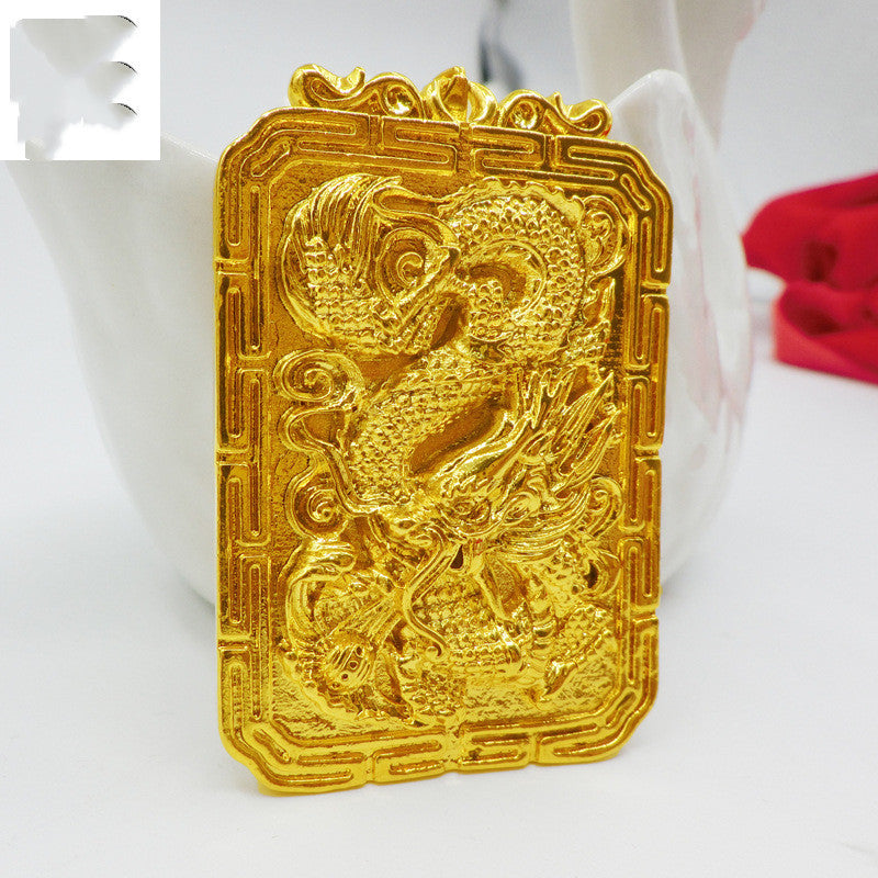 Men's Solid Gold-Plated Dragon Pendant Necklace