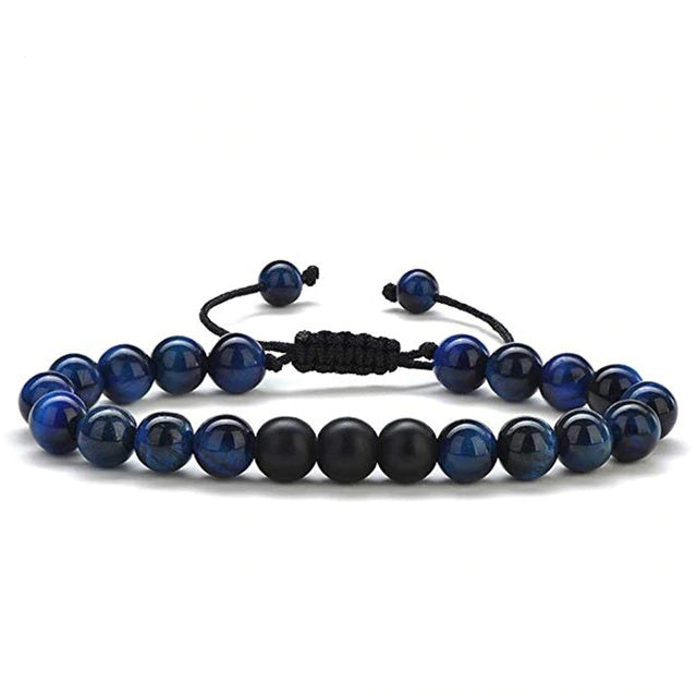 Striking Tiger Eye & Matte Black Agate Couple Bracelets