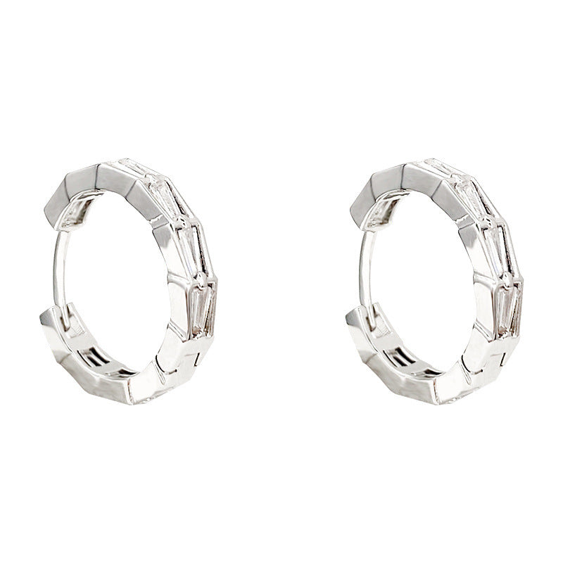 Sterling Silver Simple Zircon Drop Earrings