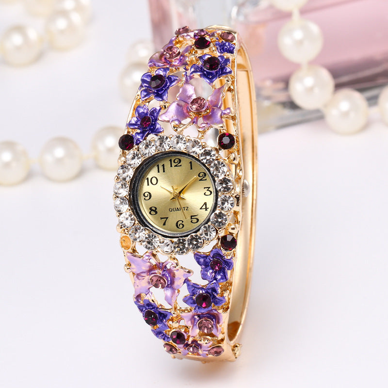 Petite Flower Diamond Ladies Bracelet Watch