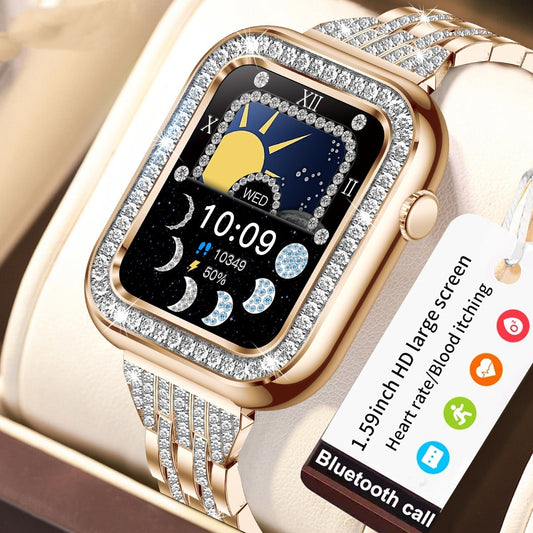 Chic Square Smartwatch for Women with Diamond Accents