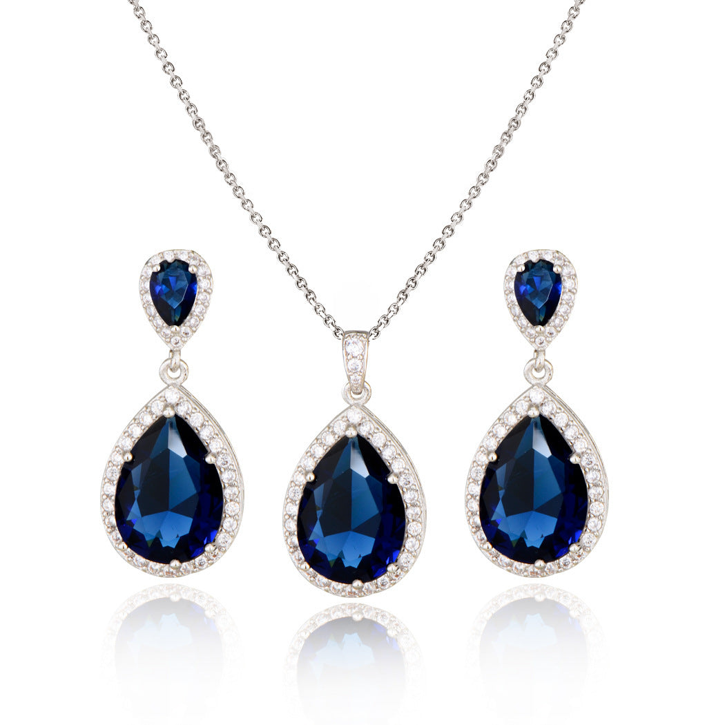 Graceful Zircon Water Drop Bridal Jewelry Set