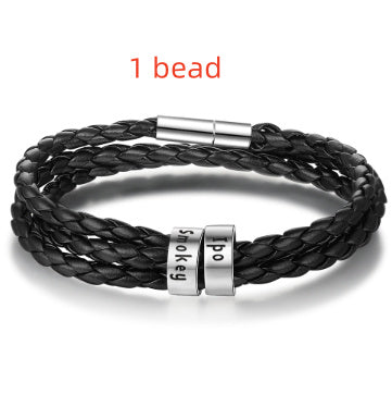 Personalized Braided Leather Name Bracelet for Men