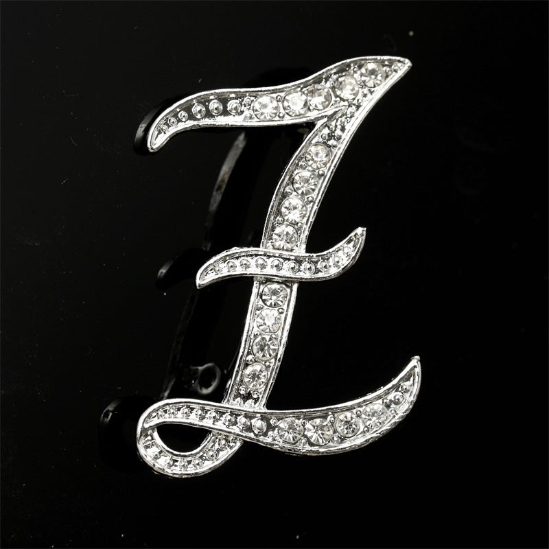 26 English Alphabet Brooch with Diamonds