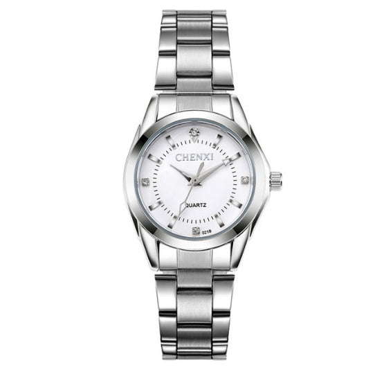 Luxury Crystal Dial Stainless Steel Quartz Watch for Women