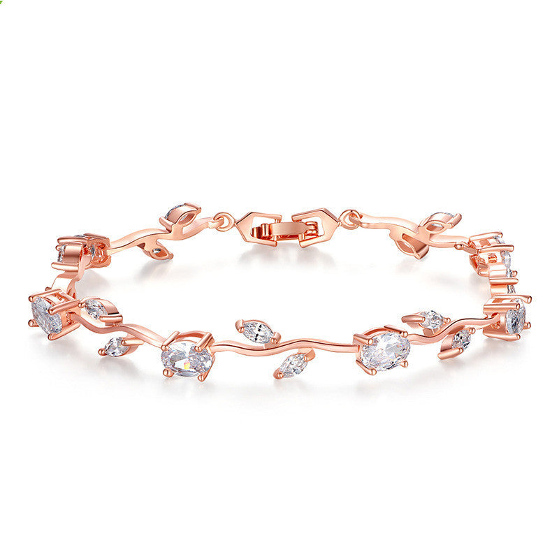 Radiant Rose Gold Plated Crystal Ladies Bracelet