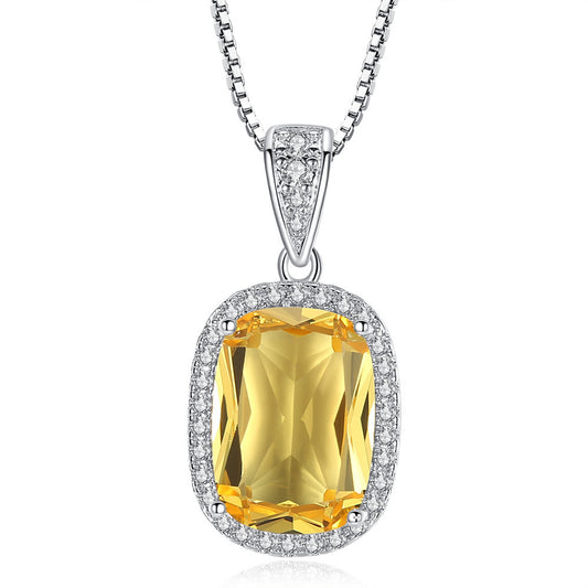 Elegant Champagne Zircon Pendant Necklace