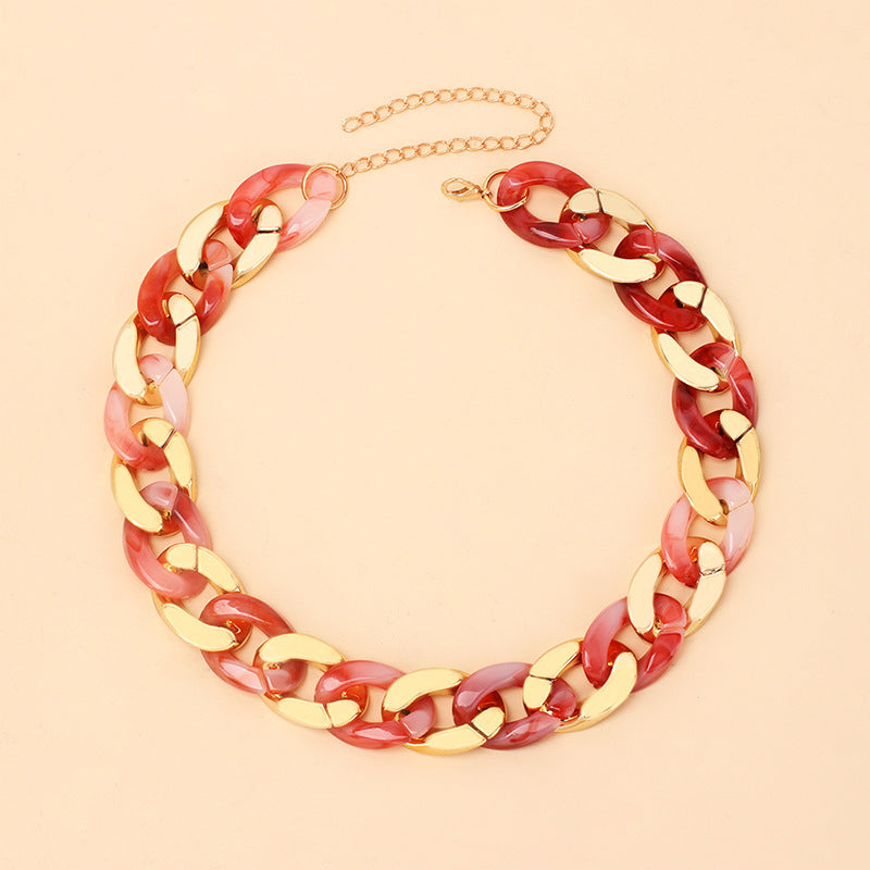 Trendy Cold Wind Resin Stacked Clavicle Chain