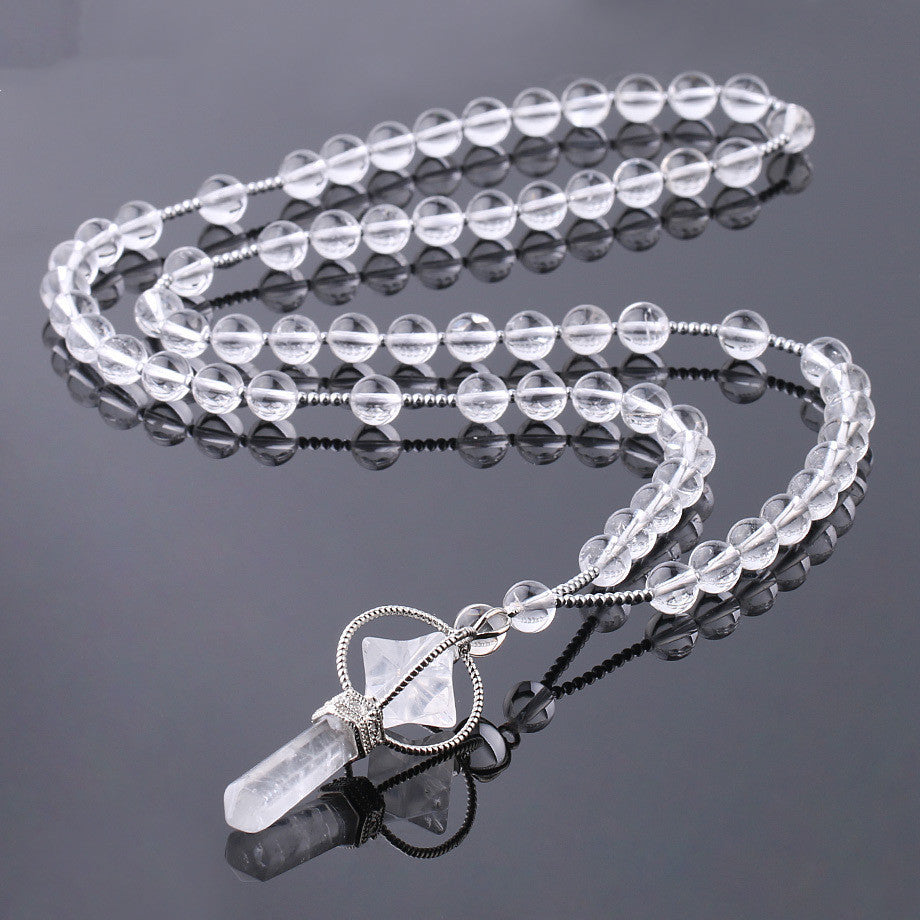 Natural Crystal Column Pendant Necklace - Unisex Stone Healing Jewelry