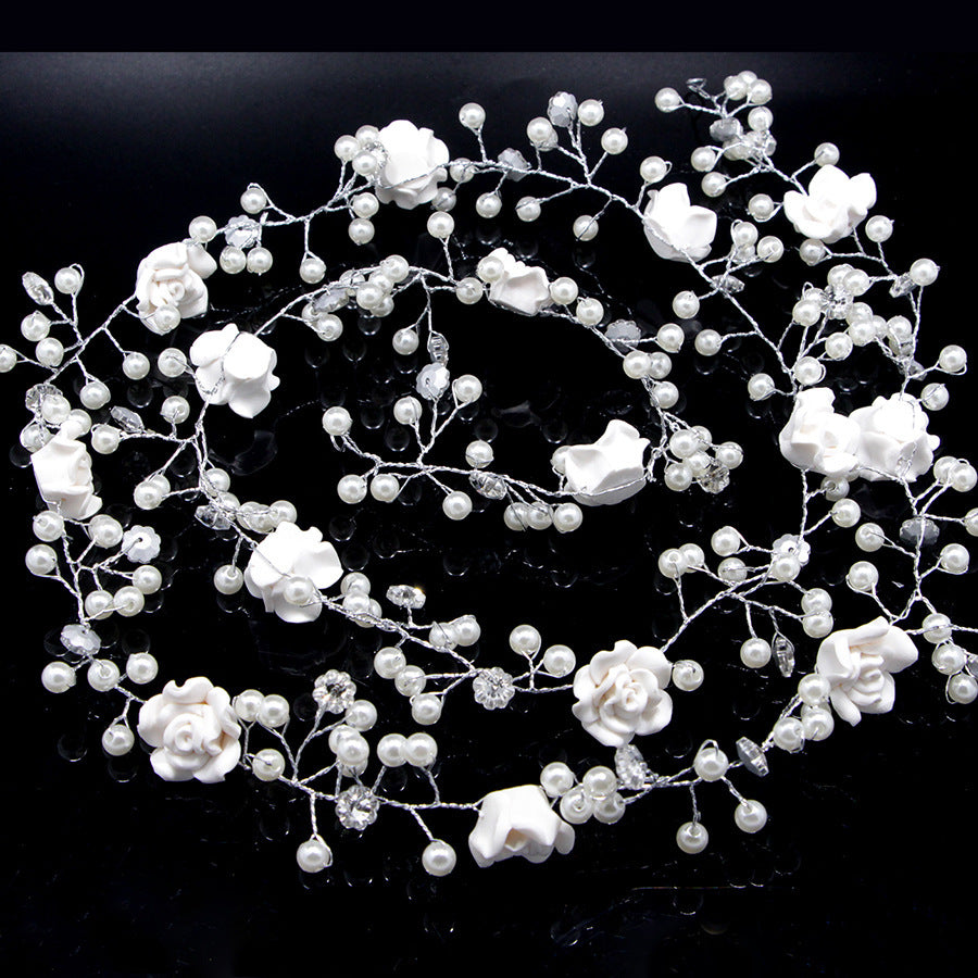 Pearl and Floral Bridal Hair Chain