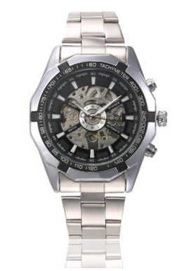 Men's Automatic Skeleton Stainless Steel Watch