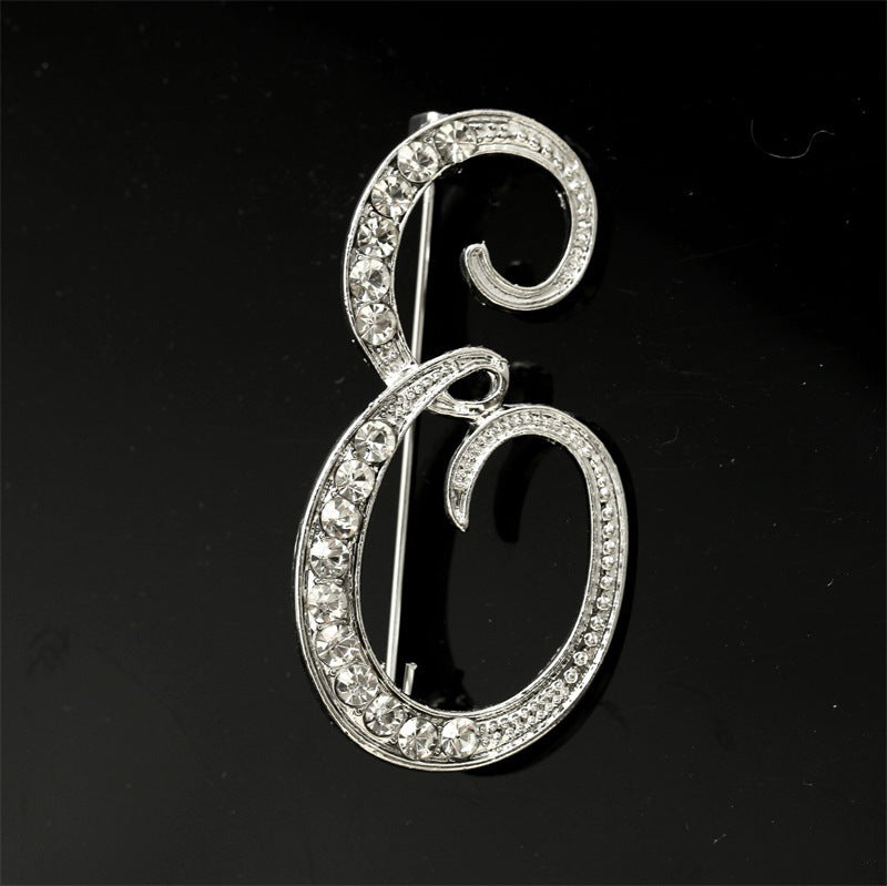 26 English Alphabet Brooch with Diamonds