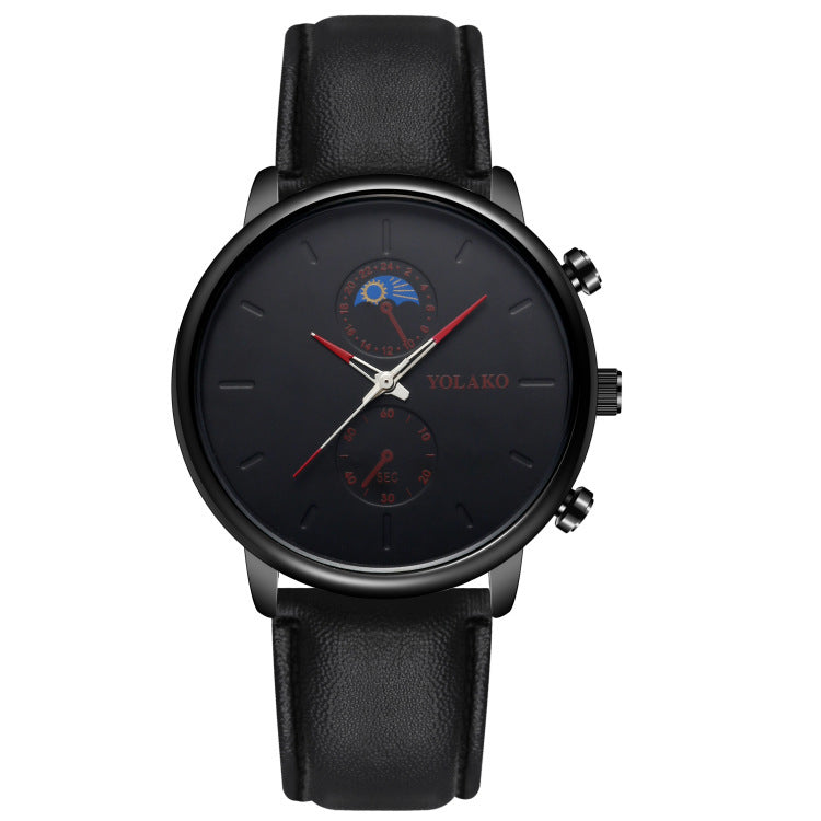 Ultra-thin Quartz Men's Watch with Leatherette Strap