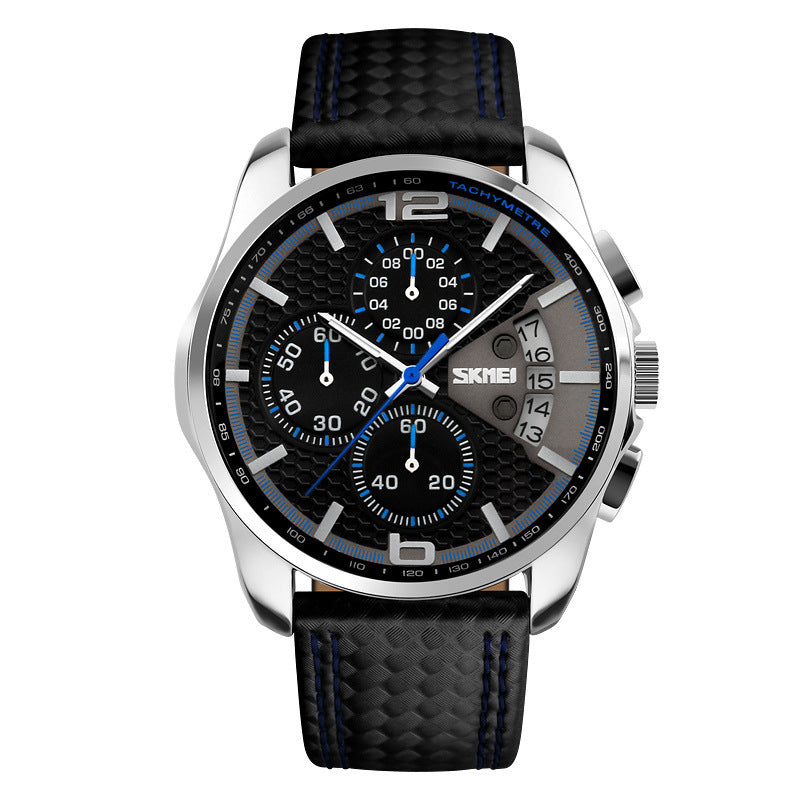 Men's Leather Quartz Sports Watch