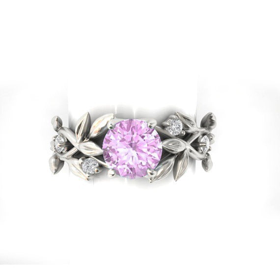 Leaf Design Zircon Princess Ring