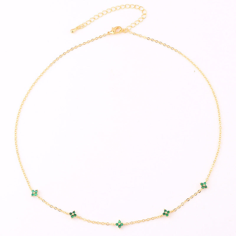 Exquisite Gold Plated Blue Flower Necklace