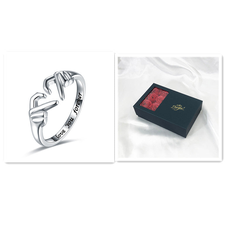 Romantic Heart Hand Hug Fashion Ring