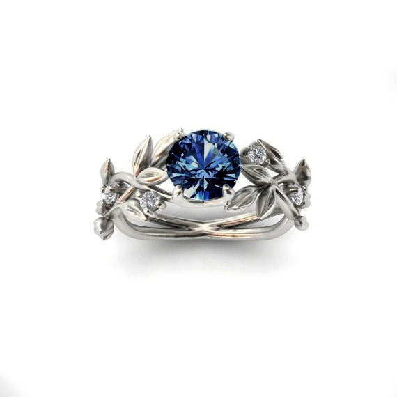 Leaf Design Zircon Princess Ring