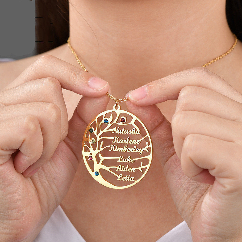 Personalized Golden Tree of Life Name Necklace
