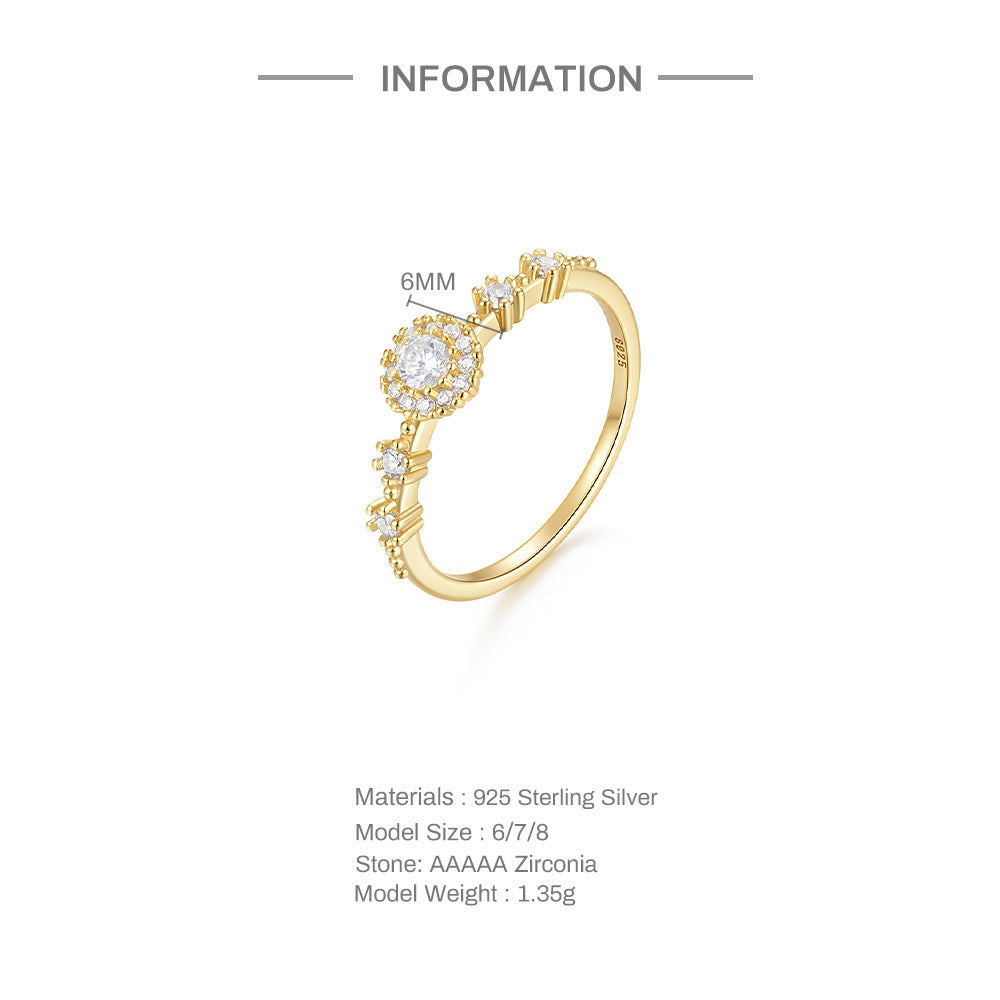 Exquisite Floral Rhinestone 925 Silver Proposal Ring